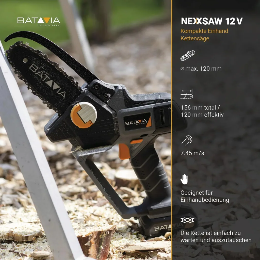 Akku-Einhand-Kettensäge, Set, 12 Volt " Nexxsaw"