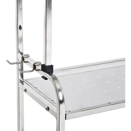 Küchenregal Standregal 3 Ablagen mit 6 Haken Multifunktions Edelstahl Silber L58 x B22 x H59cm