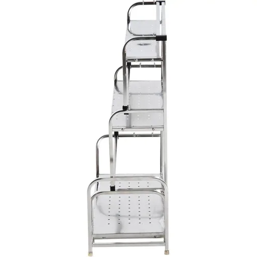 Küchenregal Standregal 3 Ablagen mit 6 Haken Multifunktions Edelstahl Silber L58 x B22 x H59cm