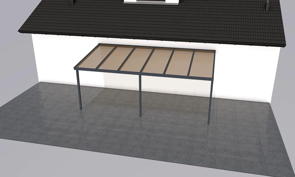 Terrassendach Premium, anthrazit, 6110 x 3060 mm - Polycarbonat Stegplatten 16 mm, bronze