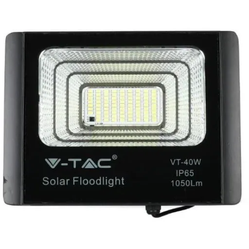 VT-40W Solar-Flutlicht mit Solarpanel - 1050 Lm - 6000K - Schwarz