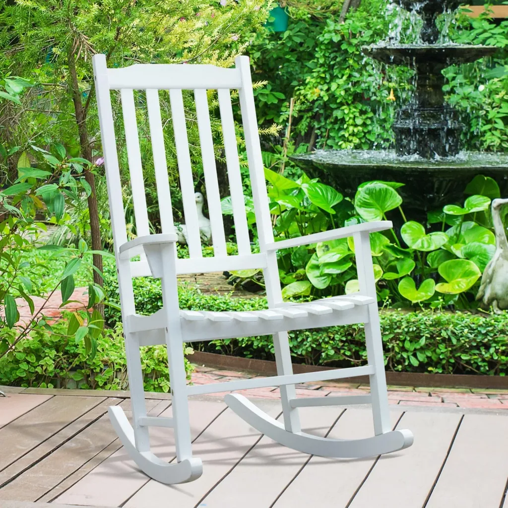 Schaukelsessel Gartenmöbel Relaxstuhl Schwingsessel Akazienholz ergonomisch weiß