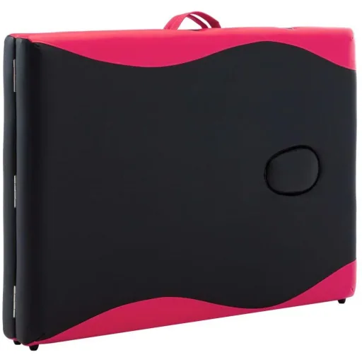 Klappbarer Massagetisch mit 2 Zonen aus Holz, schwarz und rosa
