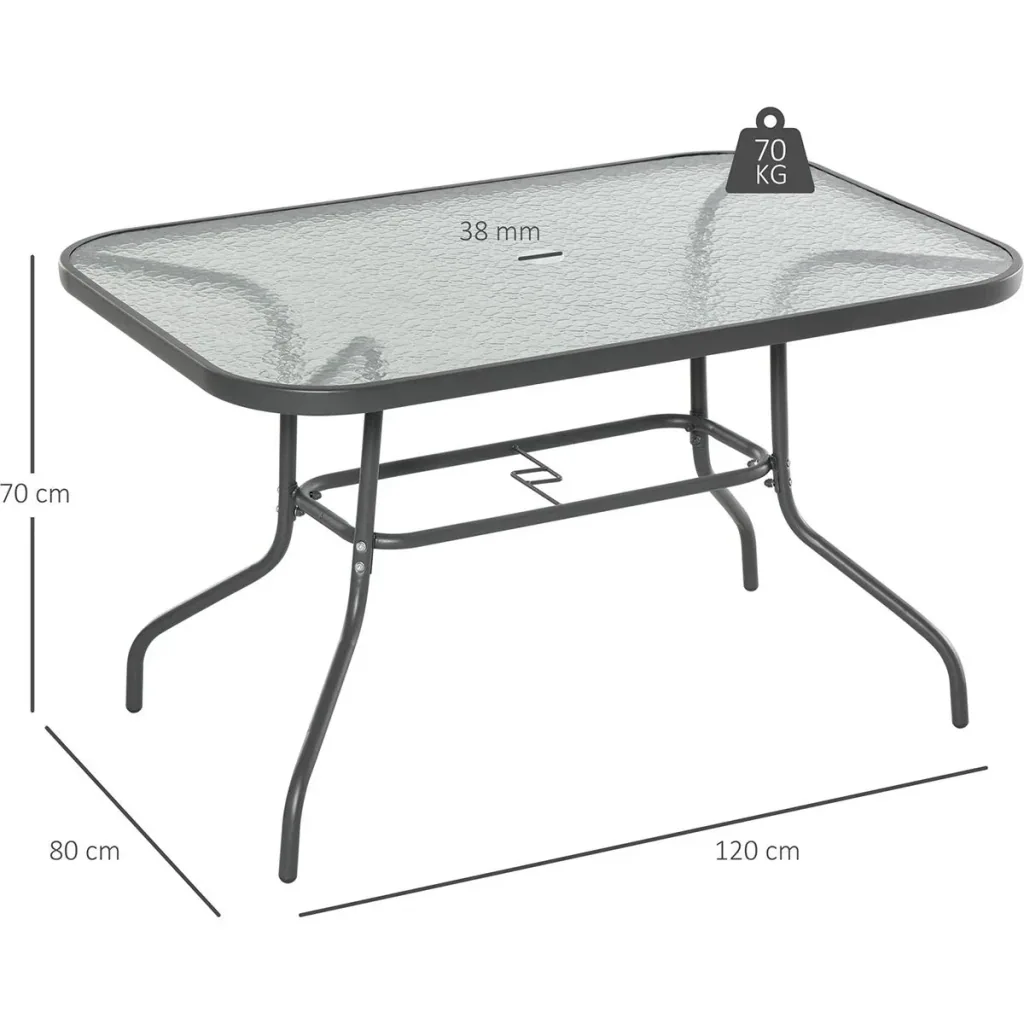 Gartentisch mit Schirmloch carbongrau