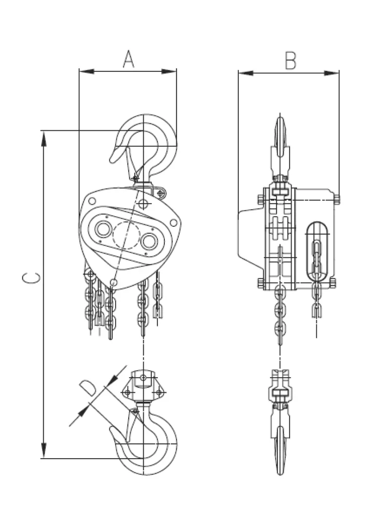 Stirnradflaschenzug Pullmaster-II 10,0, Tragfähigkeit 10.000 kg, 4-strängig, Hub 3,0 m, Bedienlänge 2,5 m