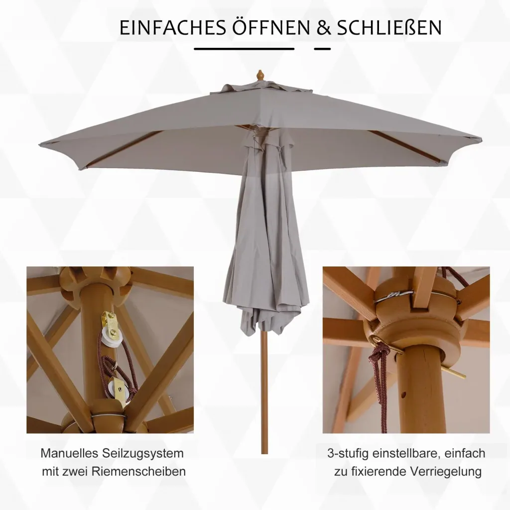 Sonnenschirmmarkise 3-Stufen-Bambus 180/ Polyester grau