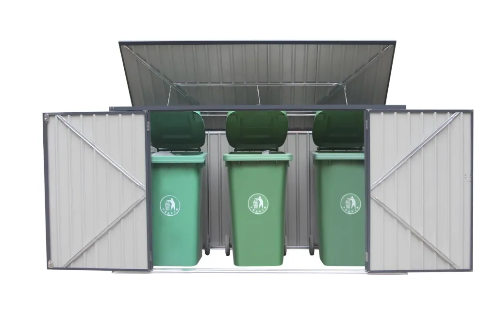 Mülltonnenbox 73, 235,5×100×131 cm, Dunkelgrau – Stahl für 3x 240 L mit Pultdach