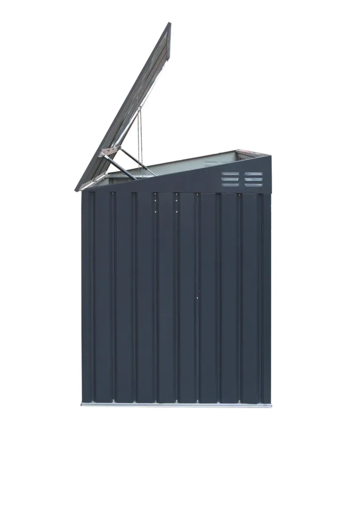 Mülltonnenbox 73, 235,5×100×131 cm, Dunkelgrau – Stahl für 3x 240 L mit Pultdach