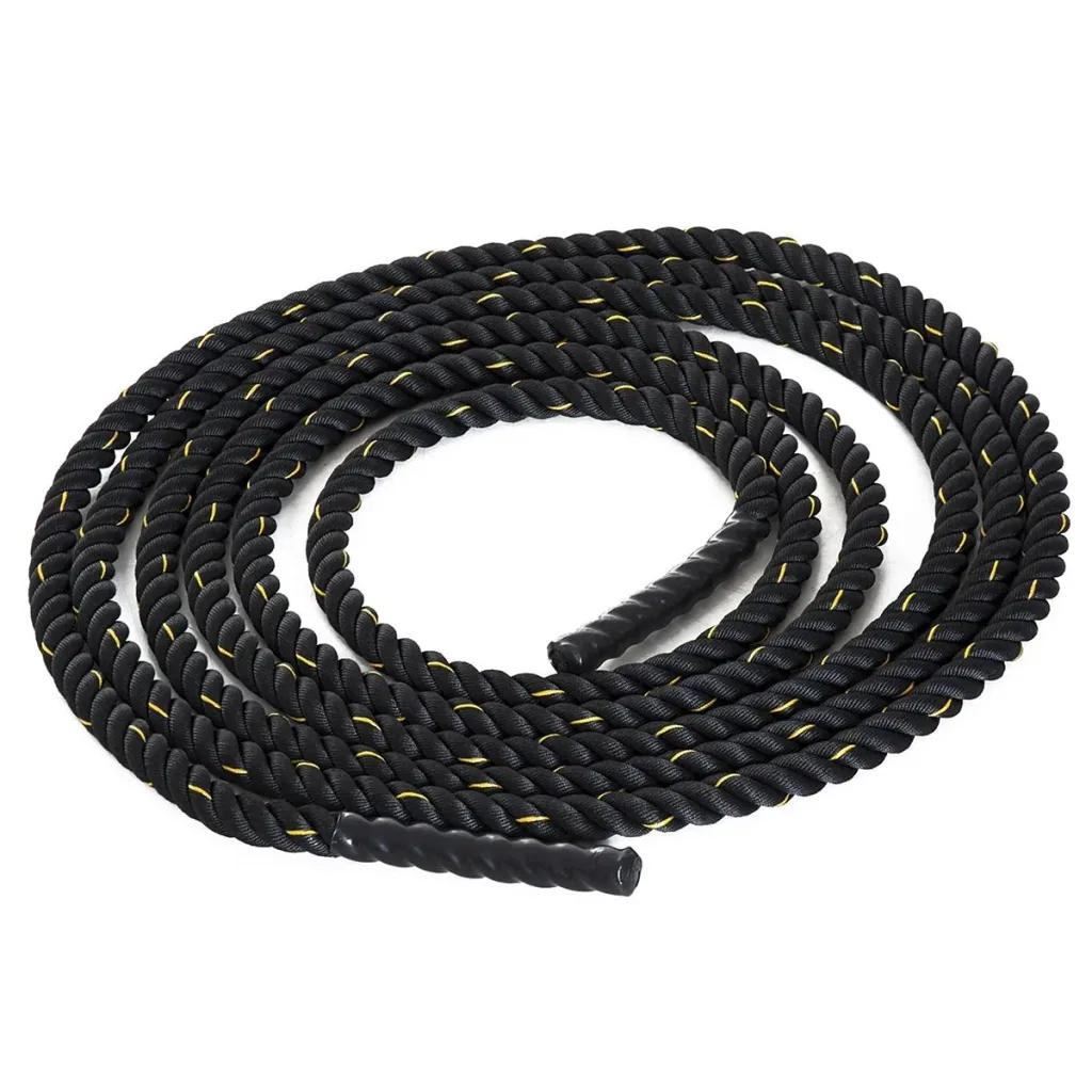 Battle Rope Ø38mm x 9 m Trainingsseil Fitnessseil Schlachtseil für Kraftausdauer & Muskelaufbau Schwarz+Gelb