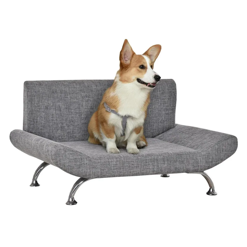 Haustiersofa Hundesofa Hundebett für Katzen Hunde mit dicker Schaumstoff Weichheit modernes Design Grau 84 x 56 x 46 cm