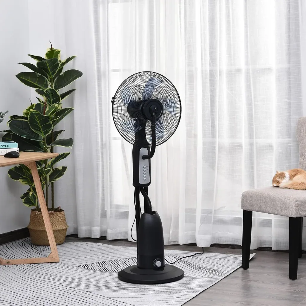 Standventilator mit Wasserzerstäuber schwarz/silber