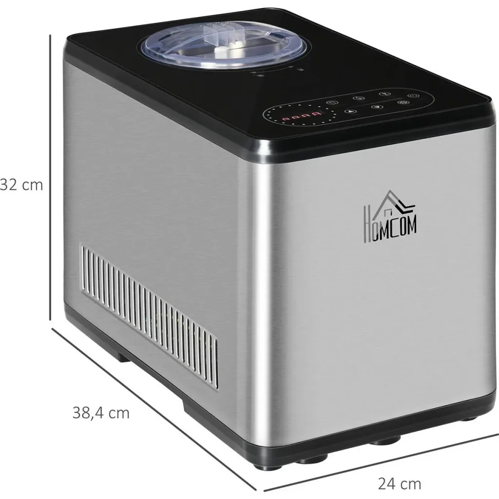 Eismaschine mit Kompressor - 1,5 L - LED-Anzeige - 38,4 x 24 x 32 cm