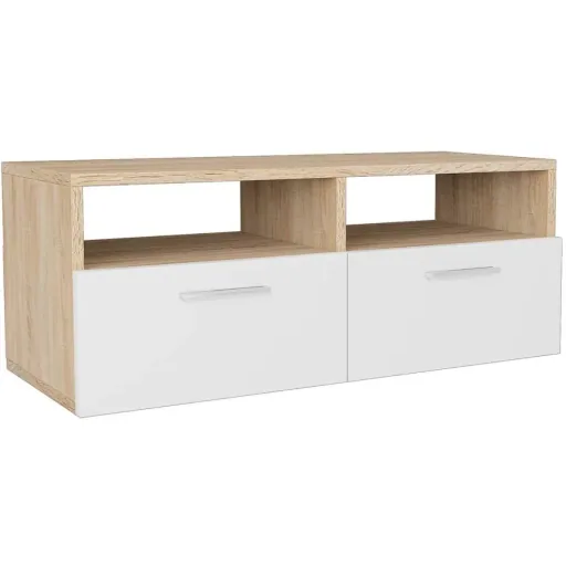 TV-Schrank 95x35x36 cm Spanplatte eichefarben und weiß