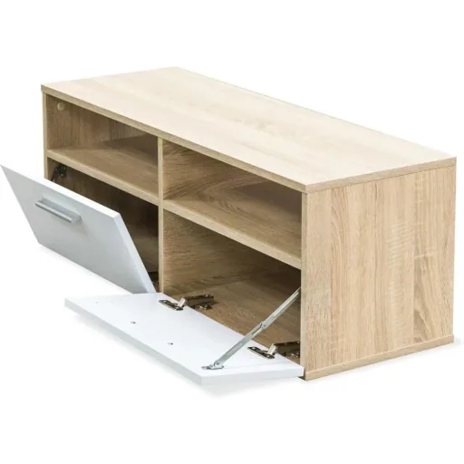 TV-Schrank 95x35x36 cm Spanplatte eichefarben und weiß