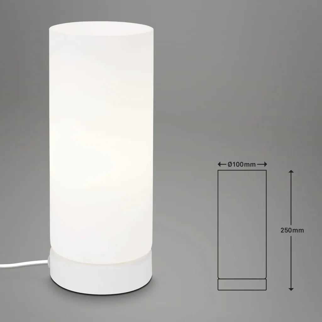 PAIPA Tischleuchte, weiß, opal-Glas, Kabelschalter, E14 Fassung