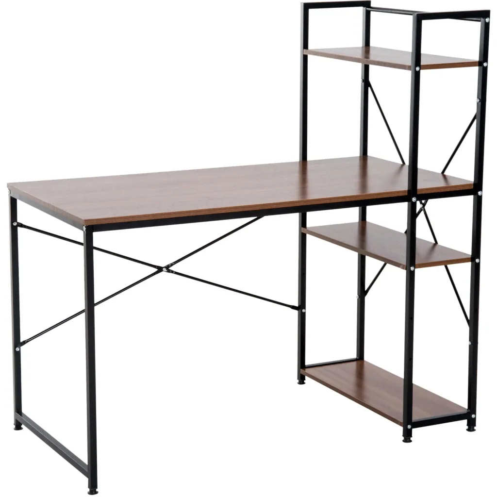 Schreibtisch Computertisch Bürotisch mit Regal Walnuss Schwarz