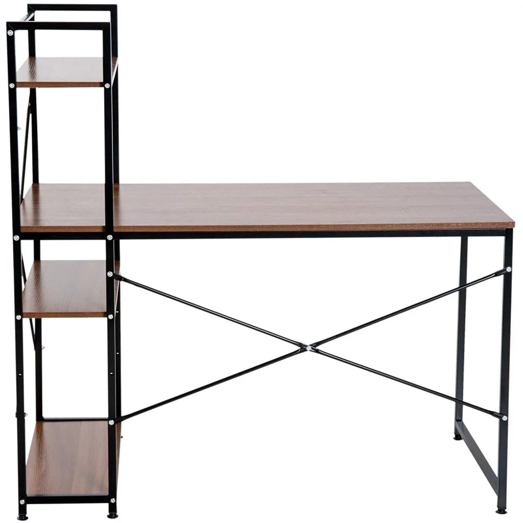 Schreibtisch Computertisch Bürotisch mit Regal Walnuss Schwarz