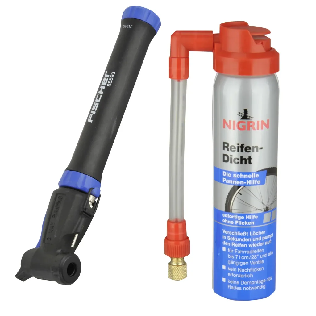 Mini-Fahrrad-Luftpumpe + Reifen-Dicht 75 ml
