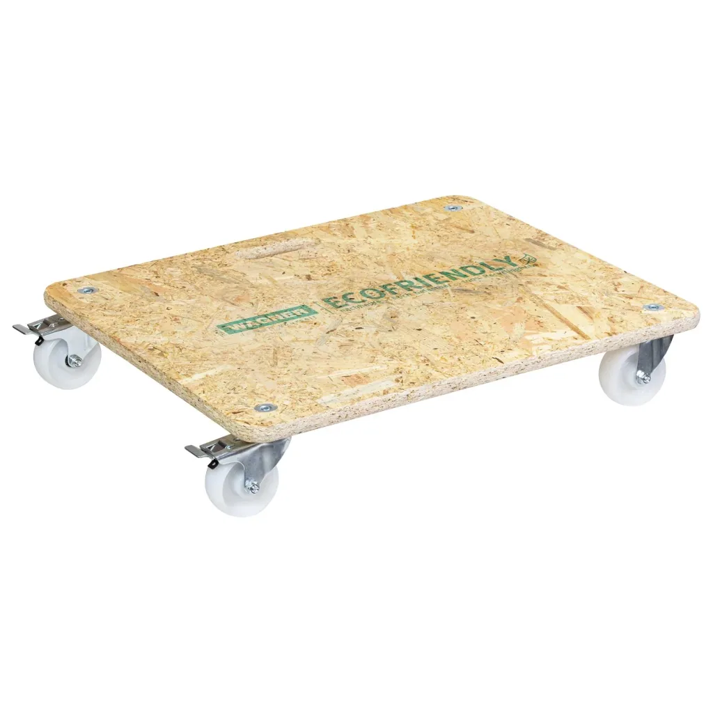 Transporthilfe MM 1172, 59 x 49 x 11 cm, harte Rollen Ø 75 mm, Rollenlager, OSB Platte, CO2-neutral, Tragkraft 250 kg