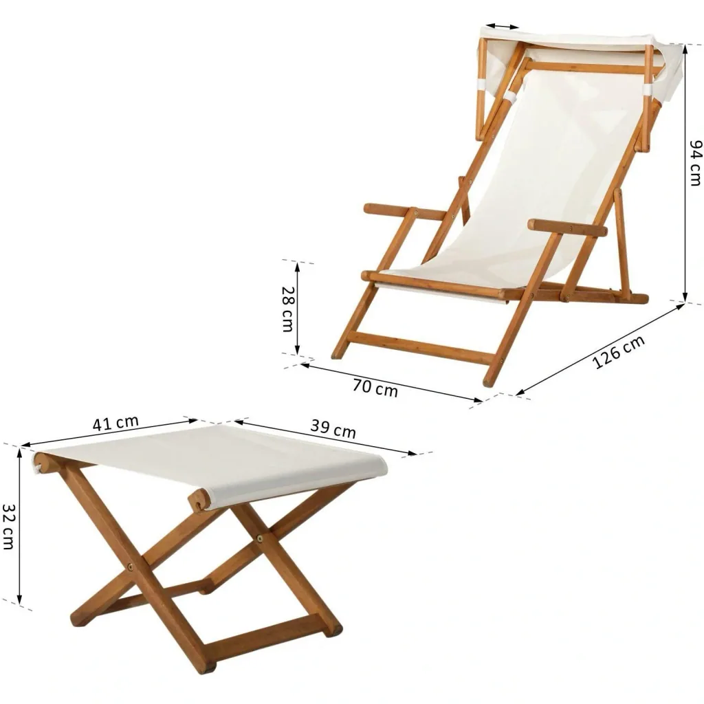 Sonnenliege Gartenliege Relaxliege verstellbar Gartenmöbel mit Sonnendach Hocker 161 x 72 x 68 cm