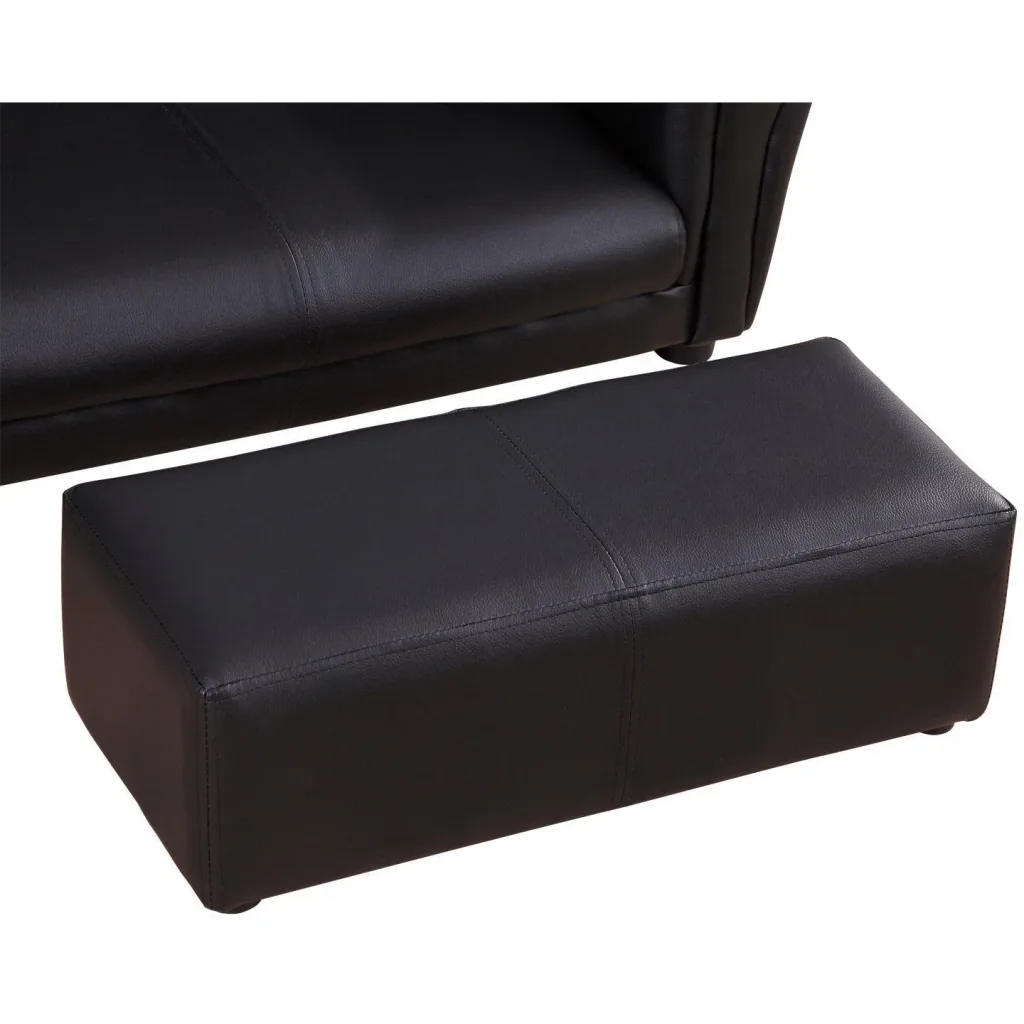 Kindersofa mit Hocker Sofa Sessel Kinder Kindersessel PVC schwarz