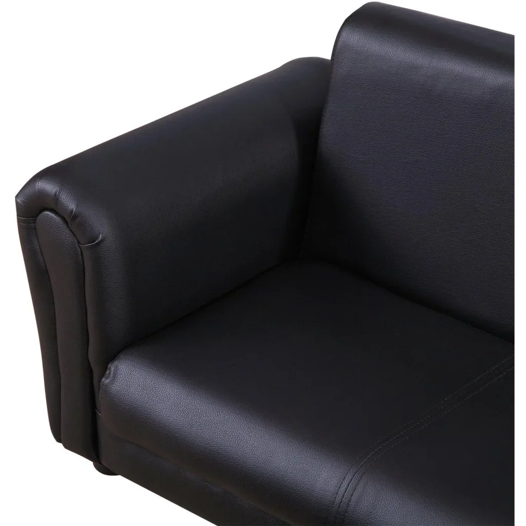 Kindersofa mit Hocker Sofa Sessel Kinder Kindersessel PVC schwarz
