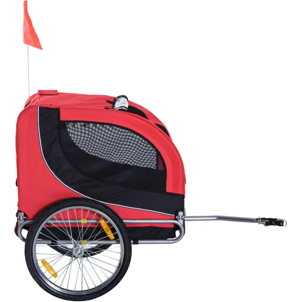 Fahrradanhänger für Hunde rot/schwarz