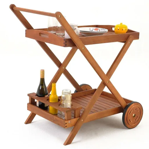 Wagen mit Rädern aus Akazienholz