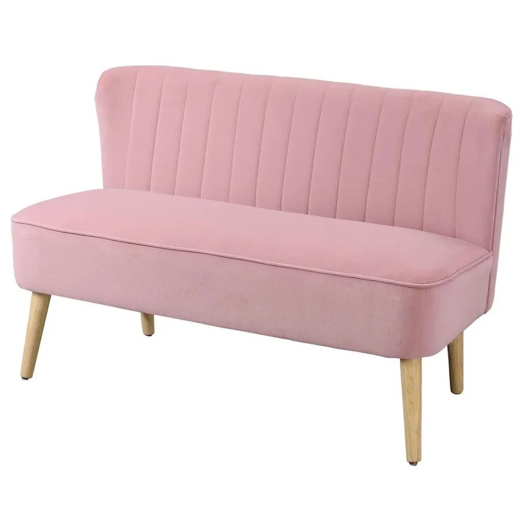 2-Sitzer Stoffsofa Polstersofa Sitzmöbel Loungesofa Holz Schaumstoff Samtartiges Polyester Rosa 117 x 56,5 x 77 cm