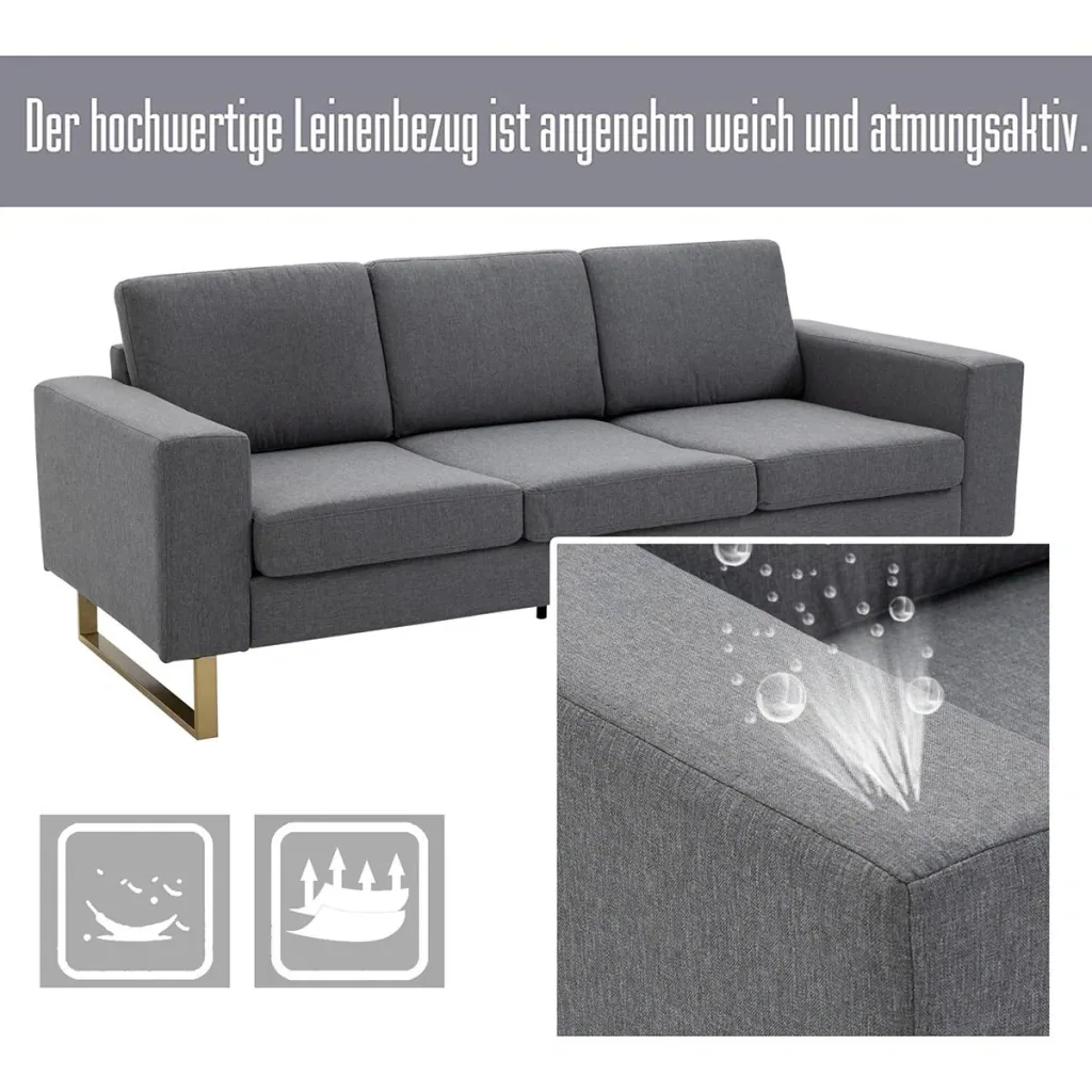 Polstersofa als 3-Sitzer dunkelgrau
