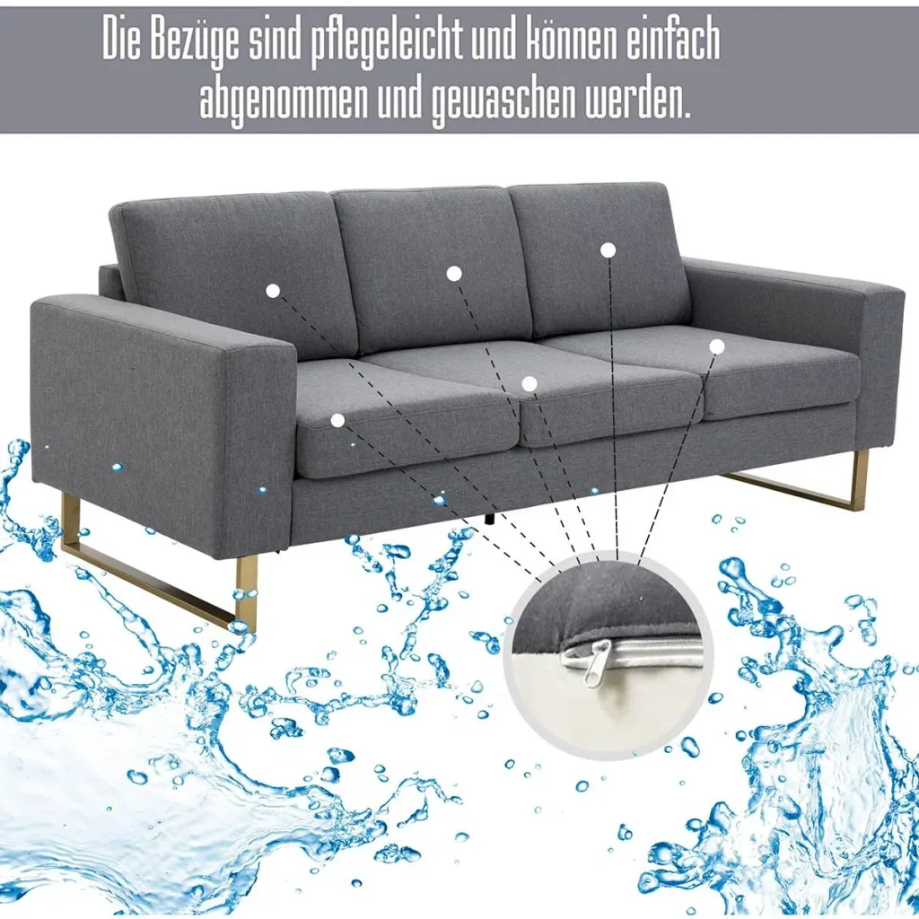 Polstersofa als 3-Sitzer dunkelgrau