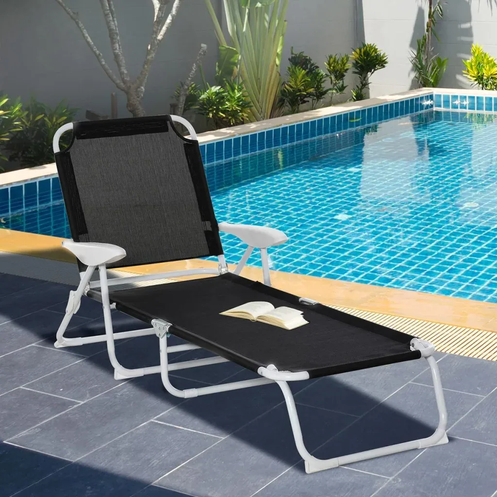 Sonnenliege mit verstellbarer Rückenlehne schwarz