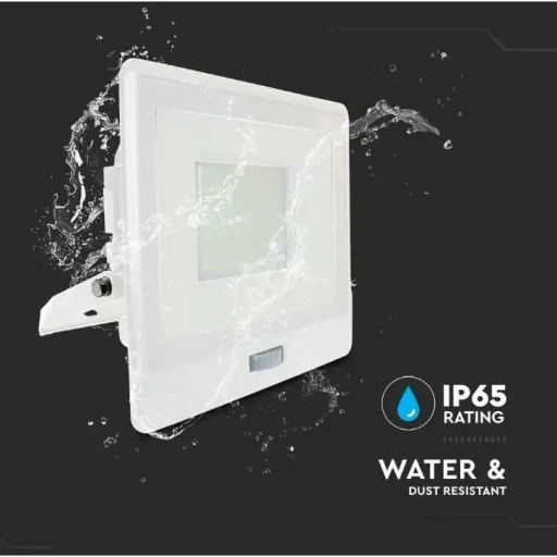 VT-158S LED-Flutlicht mit Sensor - 50 W - 4000 Lm - 4000K - Weiß