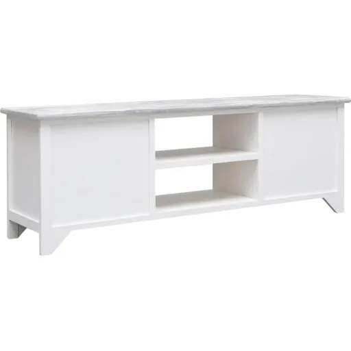 TV-Schrank 115x30x40 cm paulownia Holz weiß und grau