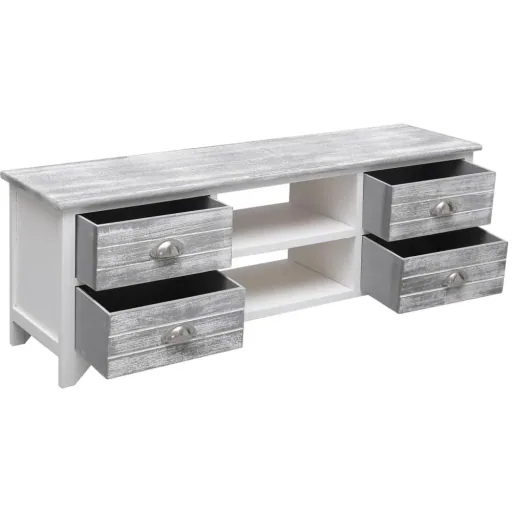TV-Schrank 115x30x40 cm paulownia Holz weiß und grau