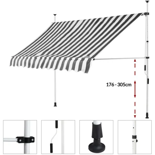 Klemmmarkise weiß/grau 300cm