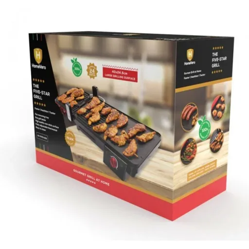 HomeVero Elektrogrill - Doppelte Oberfläche - mit Antihaftbeschichtung - 2000W