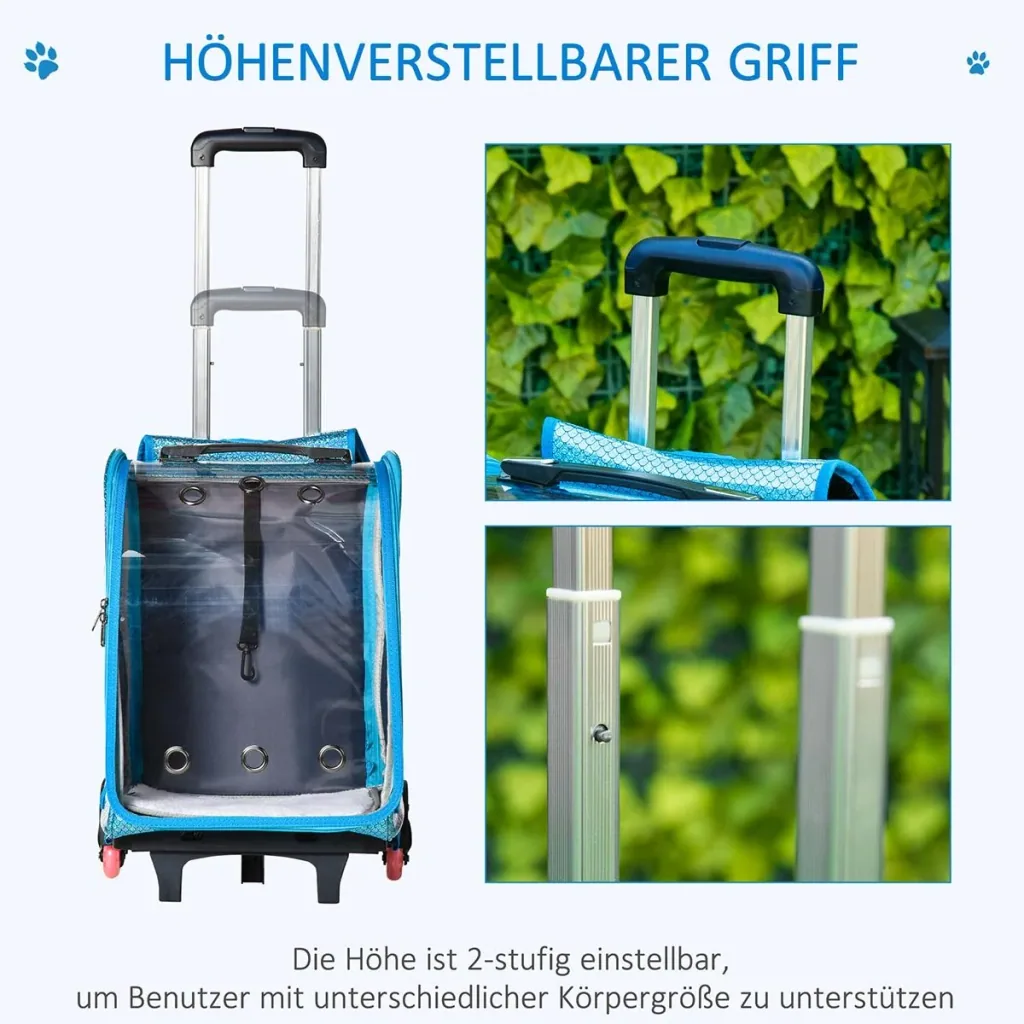 Rucksäcke Trolley für Hund und Katzen 2-in-1 Hundetrolley mit transparentem Fenster Katzentransportbox atmungsaktiv bis