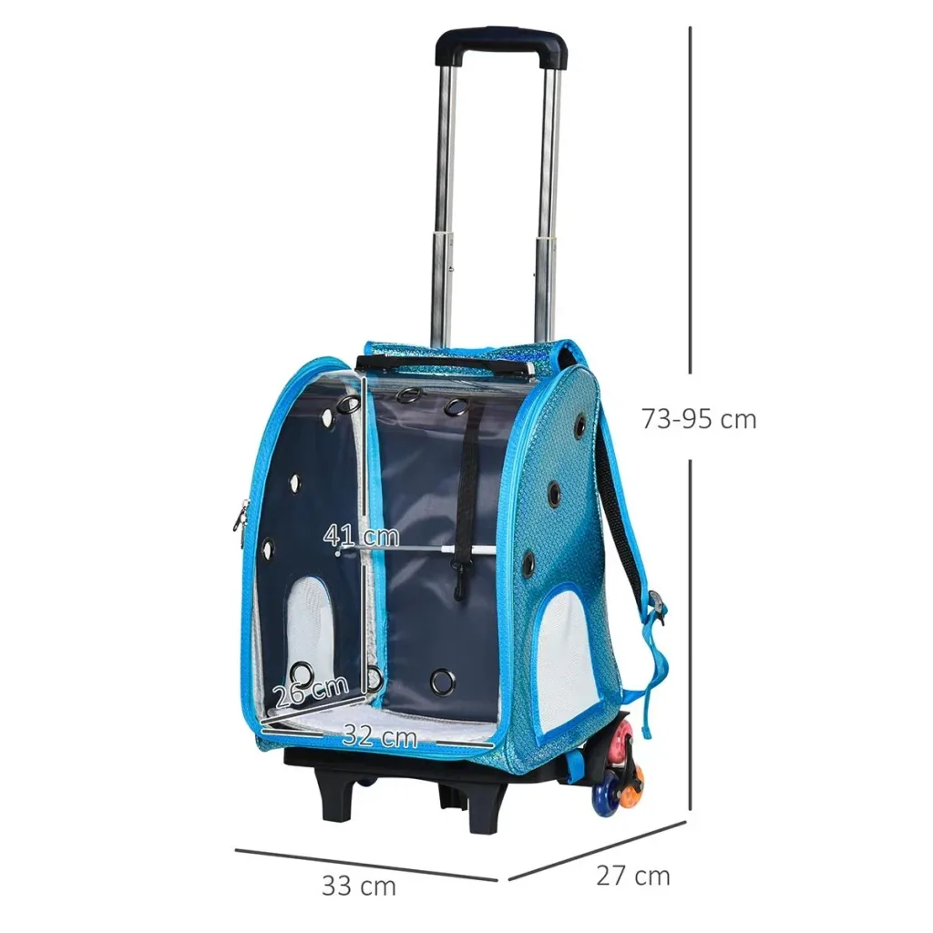 Rucksäcke Trolley für Hund und Katzen 2-in-1 Hundetrolley mit transparentem Fenster Katzentransportbox atmungsaktiv bis