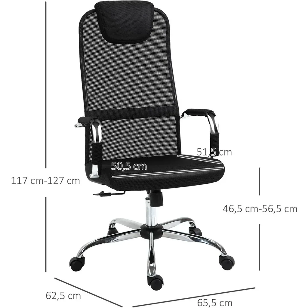 Bürostuhl mit Wippfunktion und Kopfstütze Schwarz