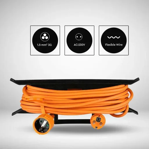 VT-3002-15 Verlängerungskabel mit Schutzhülle - 15 Meter - orange