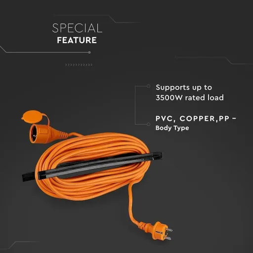 VT-3002-15 Verlängerungskabel mit Schutzhülle - 15 Meter - orange