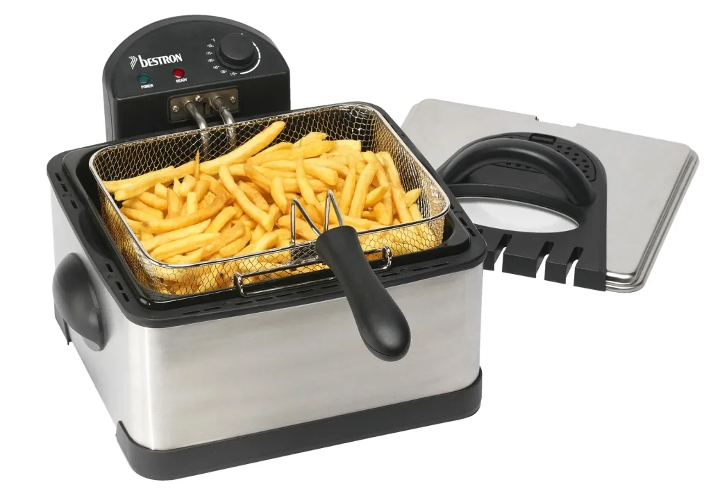 3 in 1 Fritteuse „DF 402 B“, Cool-Zone, Edelstahl gebürstet, Silberfarben/ Schwarz, 4,5 Liter, 2000 Watt