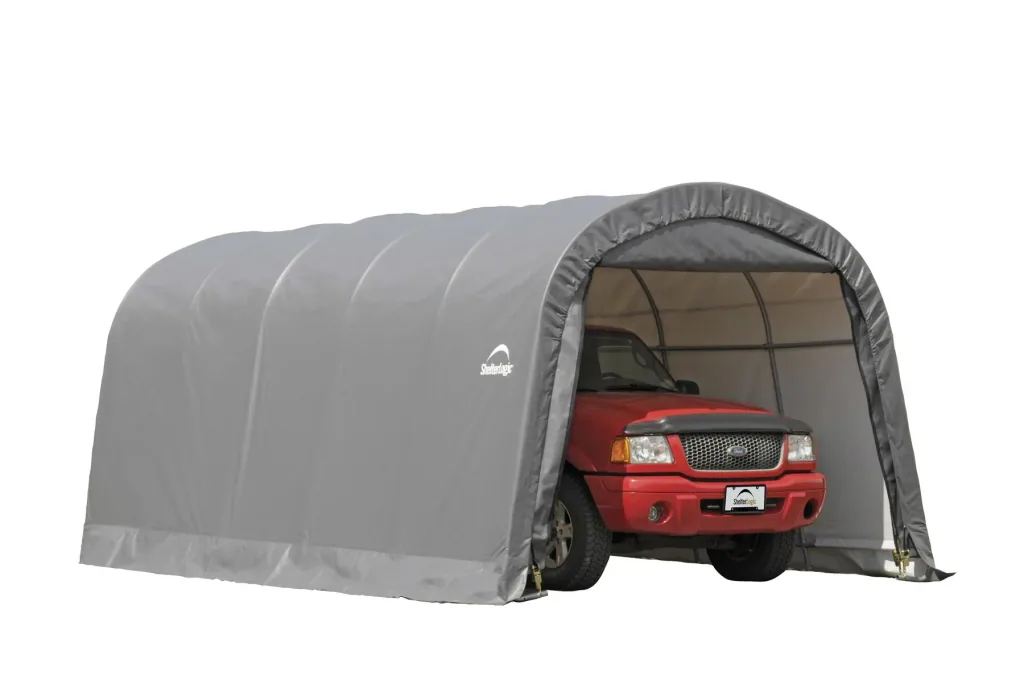 ShelterLogic Foliengarage 22,57 m², grau, 370×610 cm – Garage-in-a-Box, DuPont-Stahlrahmen, wetterfest