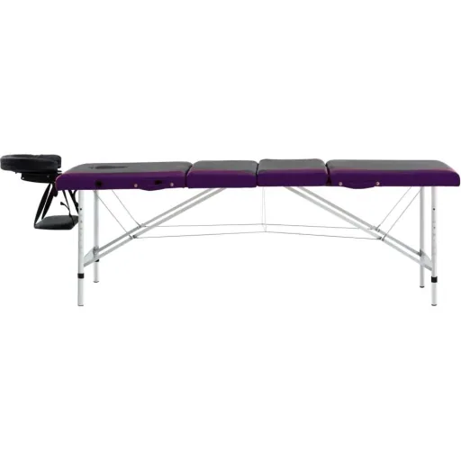 Klappbarer Massagetisch 4 Zonen Aluminium schwarz und lila
