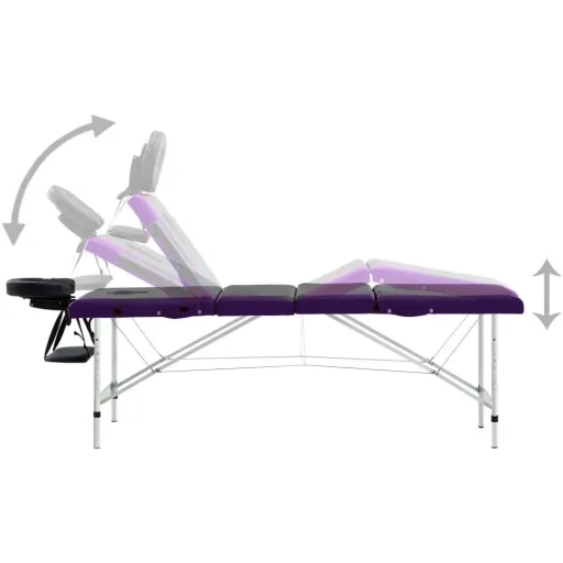 Klappbarer Massagetisch 4 Zonen Aluminium schwarz und lila