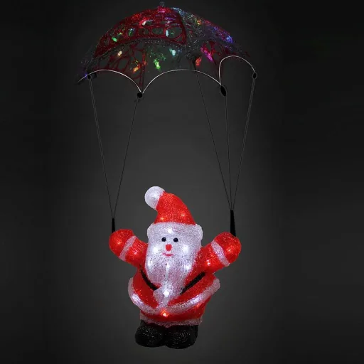 Weihnachtsfigur - 20CM MIT Lichtern Weihnachtsmann mit Fallschirm