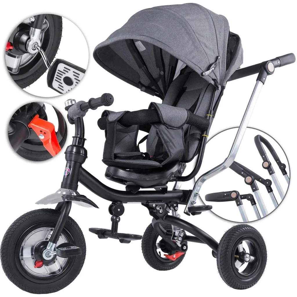Kinder Multifunktions-Babytrage + 3 in 1 Fahrrad - Trike - Grau