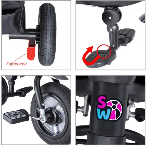 Kinder Multifunktions-Babytrage + 3 in 1 Fahrrad - Trike - Grau