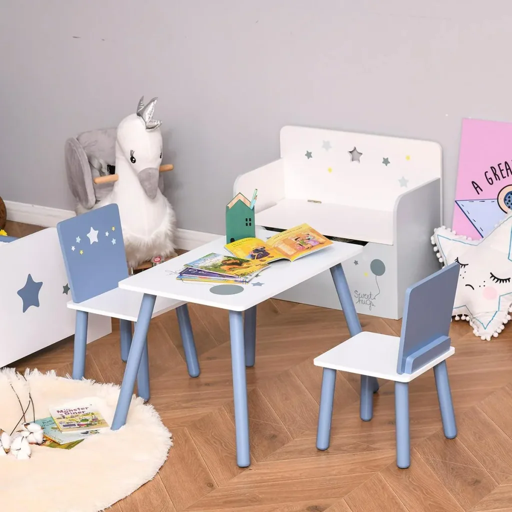 3-teilige Kindersitzgruppe mit Sternen-Design blau, weiß